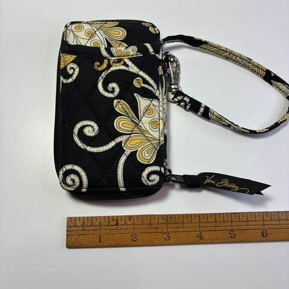 Vera Bradley all in one wristlet in Yellow Bird Wallet ID Window Zip Around - Picture 2 of 4